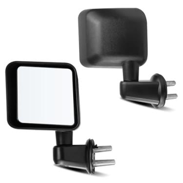 Imagem de LLPTA Espelhos de reboque Drive & Paasenger com espelho Spotter inferior - Compatível com Jeep Wrangler 2007-2017 2018 Jeep Wrangler JK - Retrovisores laterais pretos ajustáveis manualmente dobráveis