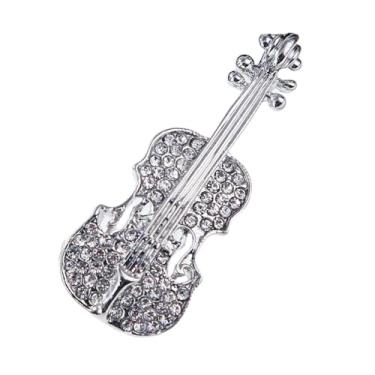 Imagem de Broche de violino de strass elegante para mulheres prata dourado moda cristal música broches lapela pinos delicados terno vestido acessórios delicados festa de aniversário joias de Natal, Medium