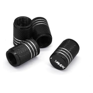 Imagem de Tampas de haste de válvula de pneu de roda de alumínio CNC capas herméticas acessórios de motocicleta compatíveis com Y&AMAHA NMAX 155 125 NMAX155 NMAX125 NMAX150 (preto 2 pares)