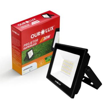Imagem de Refletor Slim Led 30w Ip65 Branco Frio 6500k Carcaça Preto - Ourolux