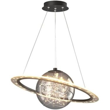 Imagem de Lustre Pendente Luminárias LED Regulável Planeta Pendente Luz Pendente para Quarto de Crianças Anel de Ouro Rosa Lustre de Teto Moderno para Quarto Cozinha Ilha Sala de Jantar Restaurante, P