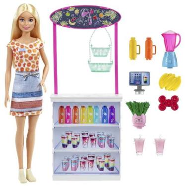 Imagem de Boneca Barbie Mattel Com Cenário Conjunto De Sucos Tropicais Infantil