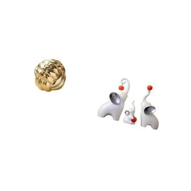 Imagem de Fenteer Conjunto de Esculturas Estéticas de Bolas de Cerâmica E Figuras de Família de Elefantes para Decoração de Entrada de Mesa, Quarto, Sala de Estar