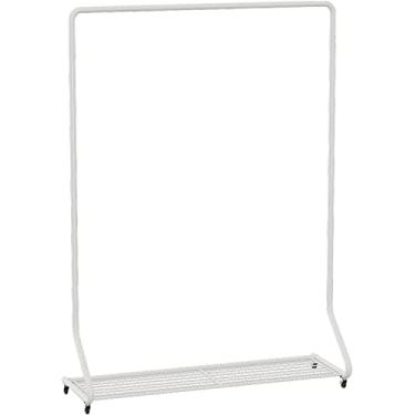 Imagem de Cabide para roupa cabide com prateleiras, cabide para roupa desmontável resistente com sapatos para armazenamento, suporta até 40 kg suporte para barra de roupa para decoração de quarto, branco