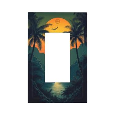 Imagem de Sunset Forest Single GFCI/Rocker Wall Plate Tomada Elétrica 1 Gang Light Switch Cover Plate Decorativa Receptáculo Placa Frontal para Dimmer, USB 12,7 cm x 7,6 cm