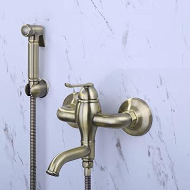 Imagem de MINJING Conjunto de misturador de spray de banheiro kit de pulverizador de bidê para vaso sanitário 360 com saída giratória kit de pulverizador de torneira de fixação de bidê para vaso sanitário, A