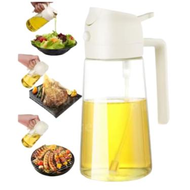 Imagem de Porta Azeite Spray Borrifador 2 em 1 de Vidro 500ml – Dispensador de Óleo com Pulverização e Jato Contínuo para Cozinha, Churrasco, Saladas e Air Fryer – Controle Saudável e Design Moderno