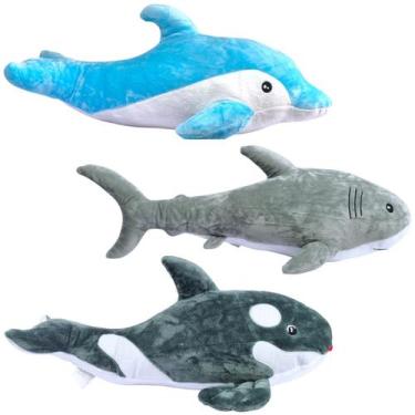Imagem de Kit 3 Pelúcias Tubarão Golfinho e Baleia Plush - Fizzy
