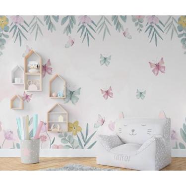 Imagem de Papel de Parede Adesivo estampa de jardim de borboletas 280ALTURAX260L