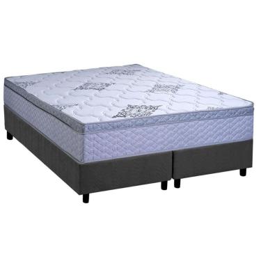 Imagem de Conjunto Box Queen: Colchão Espuma Paropas D28 Gold Extra Gray + Base Crc Suede Gray (158x198)