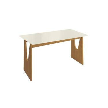 Imagem de Mesa De Sala Jantar Mila Premium Madeira Maciça C- Tampo Madeirado C- Vidro 120x80cm Carvalho-off White - Kappesberg