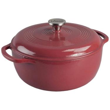 Imagem de Panela de Ferro Fundido 6 Litros Forno Holandês Esmaltado e Antiaderente, Cranberry, LODGE EC6D002B, Vermelho