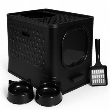 Imagem de Caixa de Areia Para Gatos Fechada Sandbox Sanitário Furba Grande (Preto)