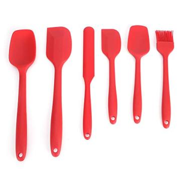 Imagem de Conjunto de espátulas de silicone, resistentes ao calor, antiaderentes, utensílios de cozinha, cozinha, 6 peças, espátula, raspador, colher, faca de bolo, escova de óleo para padeiros e chefs