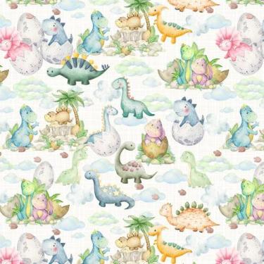Imagem de Tecido Tricoline Estampa Digital Mundo Dinos - Coleção Doce Infância -
