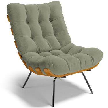 Imagem de Poltrona Decorativa Sala De Estar Costela L02 Bouclê Oliva - Lyam Decor