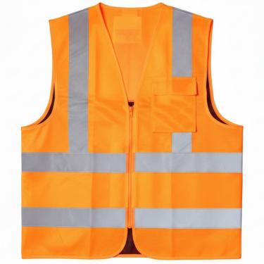 Imagem de Colete de Segurança Refletivo Fluorescente Com 1 Bolso e Zíper Blusão Liso Brascamp