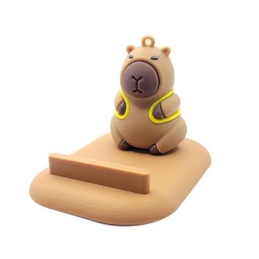 Imagem de Suporte de telefone Capybara – acessório de mesa de animal fofo, suporte universal para smartphone para iPhone e Android, presente para amantes de capivara, decoração Kawaii, suporte de mesa novidade