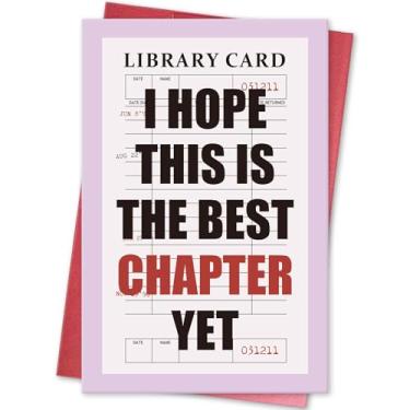 Imagem de hvdler Cartão engraçado de melhor capítulo para amantes de livros, presente de novos começos para amigos da família, cartão de capítulo novo livro para formatura, aniversário, casamento, promoção