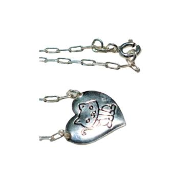 Imagem de Colar Com Pingente Coração Cat Prata 925 Lizzy Fatin