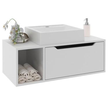 Imagem de Gabinete 1 Porta Com Cuba Para Banheiro Bn3600x44 Branco Tecno Mobili Branco