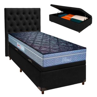 Imagem de Conjunto Cama Box Bau Blindado Solteiro + Colchão Molas Ensacadas Petrus Paropas + Cabeceira