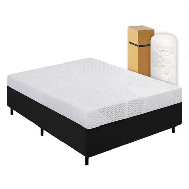 Imagem de Cama Box Casal Desmontável Preta + Colchão Umaflex Fit Firm D33 17cm Altura - Orthocamas