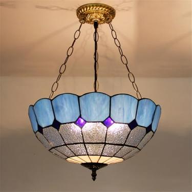 Imagem de Luminária pendente contemporânea de vidro colorido com LED, estilo americano luxuoso e criativo, para sala de estar, restaurante, quarto, hotel, casa de campo, corredor, café, bar ou escada