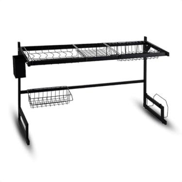 Imagem de Escorredor de Louças Suspenso para Pia, Preto Fosco, Organizador de Cozinha, Suporte de Parede