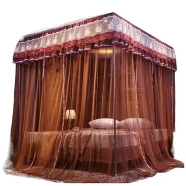 Imagem de Mosquiteiro Palácio com Armação para Cama Casal/Box/Queen Proteção Contra Mosquitos(Marrom)