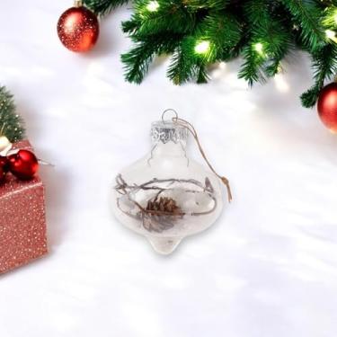 Imagem de Generic 1 peça de enfeites de bolas de Natal, formato especial, transparente, branco, fruta, cebola, cebola, plástico, transparente, 8 cm