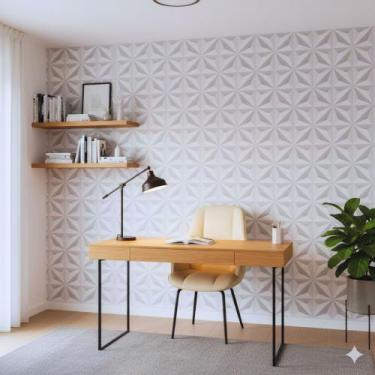 Imagem de Papel de Parede 3D ROLO 5m Adesivo Autocolante Geometrico Cinza Claro 