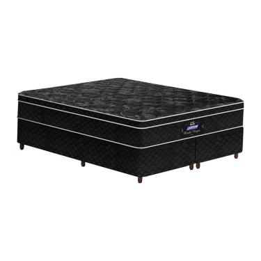 Imagem de Conjunto Cama Box Queen de Molas Gazin Perola Negra 158x198