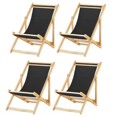 Imagem de Kit 4 Cadeira Espreguiçadeira Dobrável S-b-preto