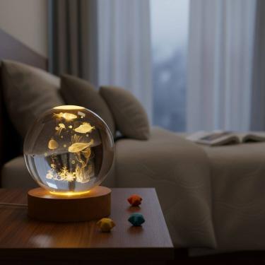 Imagem de Luminária De Mesa Bola De Cristal 3d Decoração Marinha