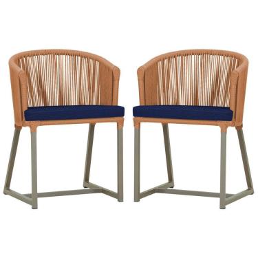Imagem de 2 Cadeiras De Jantar Noronha Fendi Corda Nautica E10 Trama Terra Cota