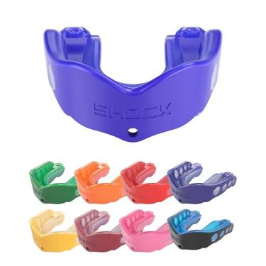 Imagem de Shock Doctor Protetor bucal esportivo, hóquei, lacrosse, beisebol, protetor de luta livre, proteção resistente em gel Max e ajuste personalizado, protetor bucal de futebol com alça, protetor bucal