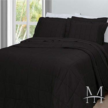 Imagem de Cobreleito 3pc Casal 300 Fios Satinée Square Preto Kacyumara