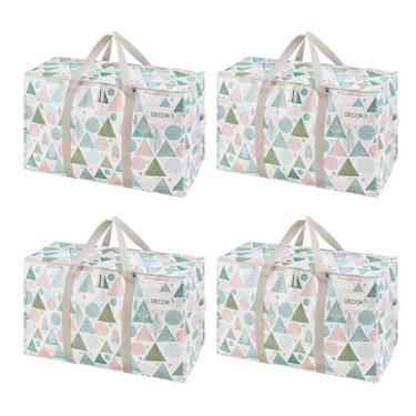 Imagem de VENO Pacote com 4 sacos de mudança e grandes caixas de armazenamento de Natal com tampas. Alternativa a caixas de mudança, suprimentos de embalagem para a faculdade. Sacolas resistentes extra grandes