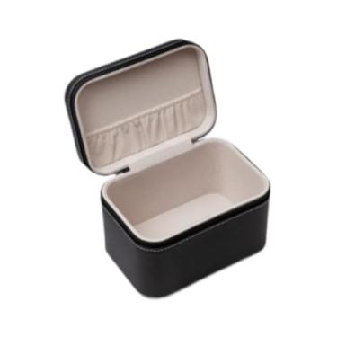 Imagem de UGPLM Caixa organizadora de joias em couro PU com acolchoamento interno macio, expositor para pulseiras, colares e braceletes, ideal para lojas de varejo, Preto