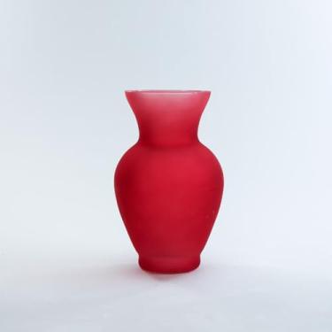 Imagem de Vaso de vidro de urna clássica lixada vermelha de 23 cm para vaso de flores, buquês, centro de mesa ou grande arranjo floral, decoração de casa, casamento, evento, mesa, 1 peça