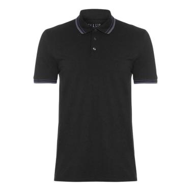 Imagem de Camiseta Polo Ellus Piquet Triple Short Signature Preta/Cinza-Masculino