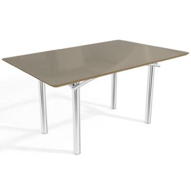 Imagem de Mesa De Sala Jantar Elba Tampo Madeirado C/ Vidro 160cm Cromada/freijo Bonze - Kappesberg