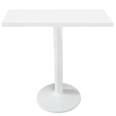 Imagem de Mesa Zeta Ferro Branco 75 Cm (alt) Disco Redondo Tampo Mdp Quadrado 70 Cm (larg) X 2,50 Cm Alt Branco