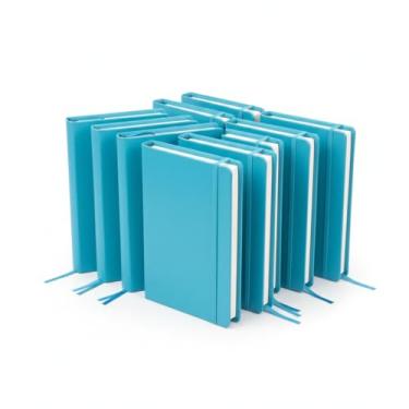 Imagem de Caderno de Anotações A6, Capa Dura em Material Sintético, 14x9cm, 80 Folhas Pautadas, com Elástico e Suporte para Caneta, Cores Variadas (10, AZul C)