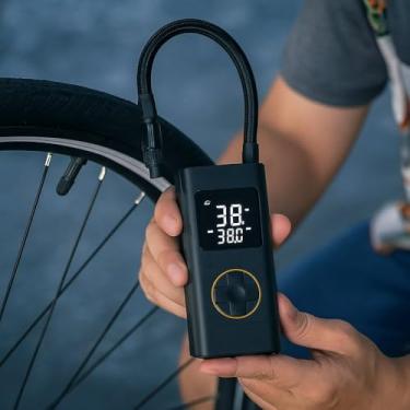 Imagem de Bomba de Ar Digital Portátil Recarregável, 5V 18W, Display Digital, Preta, para Motos, Carros, Bicicletas e Bolas