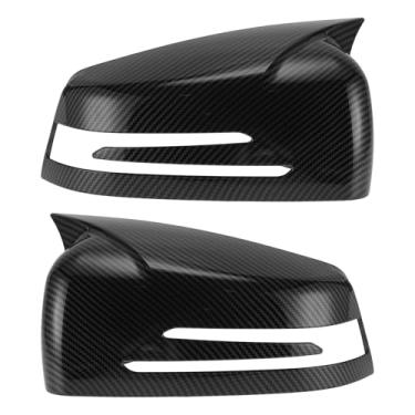 Imagem de Motoforti 1 par de tampa do espelho do lado esquerdo direito ABS de substituição preta para Mercedes-Benz A-Class W176 2012-2017 Chifre de boi com furo de seta capa de proteção de espelho