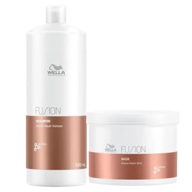 Imagem de Kit Wella Fusion Intense Repair Shampoo 1 L e Máscara 500ml