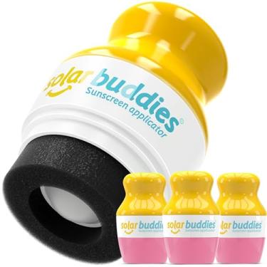Imagem de Aplicador de Protetor Solar Solar Buddies – Rosa, Kit com 3 – Recarregável, Livre de BPA, com Esponja e Roll-on para Protetor Solar, Suncream e Loções – Para Crianças, Adultos e Famílias – Capacidade de 100 ml/3.4 fl oz, Tamanho Perfeito para Viagens