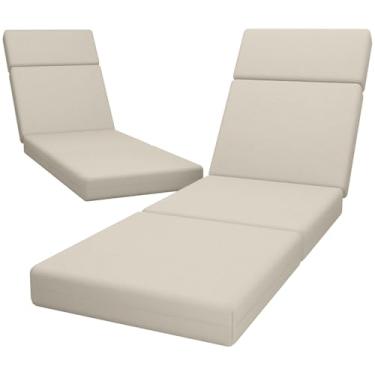 Imagem de 2 almofadas de espreguiçadeira para ambientes externos, 182 x 53 x 10 cm para móveis ao ar livre - Almofada de substituição à prova d'água para sala de estar e pátio, almofada grossa resistente ao